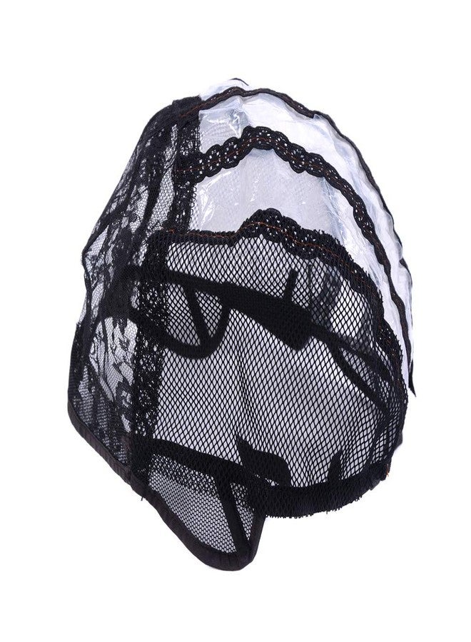 ياتشيو YANTAISIYU قطعتان/عبوة من أغطية الشعر المستعار لصنع الشعر المستعار مع شريط مطاطي في الخلف، أغطية شعر مستعار سهلة التضفير وجيدة التهوية مع بلاستيك (أسود S 21 بوصة) - Image 3